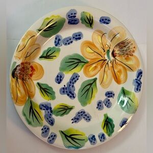Royal Norfolk Floral Hand-Painted Stoneware Plate, Vintage, Microwave Safe